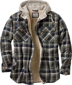 Legendary Whitetails Herren Camp Night Flanell-Hemdjacke mit Kapuze und Berber gefüttert Langärmlig, Upland Plaid, L/Tall von Legendary Whitetails