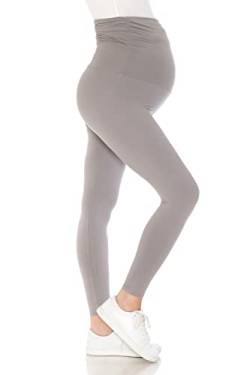 Leggings Depot Beliebte Umstandsleggings für Damen, über dem Bauch, dehnbar, Schwangerschaftshose, High Waist Fashion-Light Grey, Klein von Leggings Depot