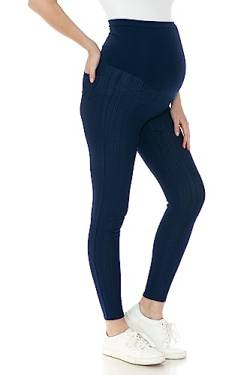 Leggings Depot Damen Schwangerschaft Jeans mit Taschen Bequeme Stretch Schwangerschaft Skinny Hose Denim Jeggings, denim-blau, X-Groß von Leggings Depot