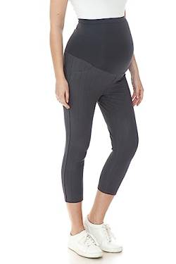 Leggings Depot Damen Schwangerschaftsjeans mit Taschen Bequeme Stretch Schwangerschaft Hose Denim Jeggings, Capri-Holzkohle, X-Groß von Leggings Depot