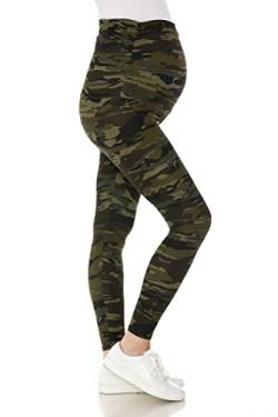 Leggings Depot Damen Umstandsleggings über dem Bauch Schwangerschaft Casual Yoga Tights, Camouflage Armee, Groß von Leggings Depot