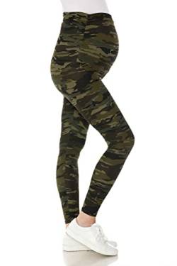 Leggings Depot Damen Umstandsleggings über dem Bauch Schwangerschaft Casual Yoga Tights, Camouflage Armee, S von Leggings Depot