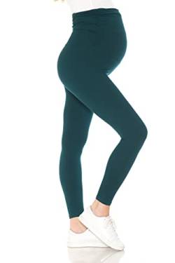 Leggings Depot Damen Umstandsleggings über dem Bauch Schwangerschaft Casual Yoga Tights, Wald-Blaugrün, Groß von Leggings Depot