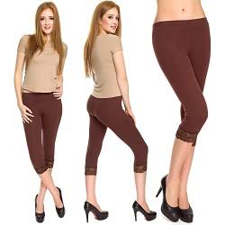 Leggings Empire Damen-Leggings in Capri-Länge in 3/4-Länge mit Spitzeneinsatz Gekürzte Hosen Hochwertige aus Baumwolle Knielangen Leggings von Leggings Empire