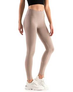 Leggings Empire Damen Leggings mit hoher Taille Schlankheits Gamaschen für Damen mit Panel Dehnbare Atmungsaktive Elastischer breiter Bund Plus Size 36-56 EU LWP Beige 38 EU von Leggings Empire