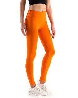 Leggings Empire Damen Leggings mit hoher Taille Schlankheits Gamaschen für Damen mit Panel Dehnbare Atmungsaktive Elastischer breiter Bund Plus Size 36-56 EU LWP Orange 38 EU von Leggings Empire