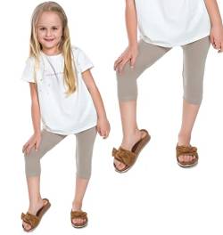 Leggings Empire Mädchen Leggings 3/4 Länge Schlicht Caprihose für Kinder Stretch Baumwolle Atmungsaktiv Ultraweich Kinder Bunte Kleidung Beige 7 Jahre von Leggings Empire