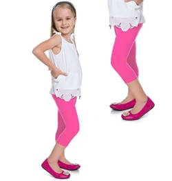 Leggings Empire Mädchen Leggings 3/4 Länge Schlicht Caprihose für Kinder Stretch Baumwolle Atmungsaktiv Ultraweich Kinder Bunte Kleidung Rosa 3 Jahre von Leggings Empire