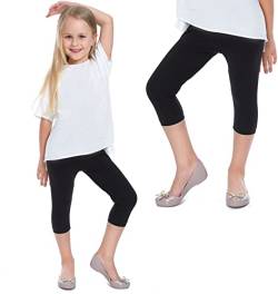 Leggings Empire Mädchen Leggings 3/4 Länge Schlicht Caprihose für Kinder Stretch Baumwolle Atmungsaktiv Ultraweich Kinder Bunte Kleidung Schwarz 9 Jahre von Leggings Empire