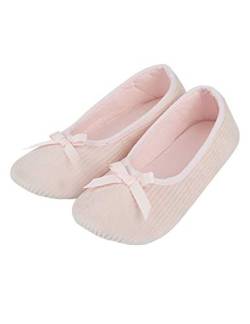 Legou Damen Mädchen Microterry Ballerina Haus Slipper Frottee Ballerina mit Feuchtigkeitstransport, rosa Erwachsene, 38.5 EU von Legou