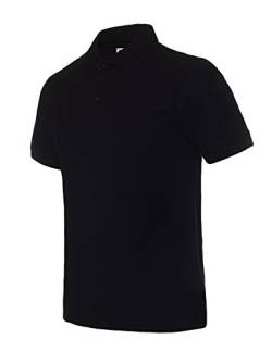 Legou Herren Poloshirt Kurzarm Stehkragen Polohemd Polo T-Shirt Kurzarm Figurbetont Schwarz XXL von Legou