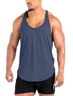 Lehmanlin Herren Fitness Stringer Muskel Tank Top, Gym Workout Achselshirts Y-Back,Bodybuilding Muskelshirts Männer Schnell Trocknend(Blau, S) von Lehmanlin