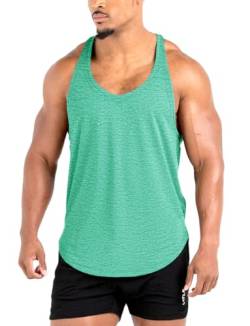 Lehmanlin Herren Fitness Stringer Muskel Tank Top, Gym Workout Achselshirts Y-Back,Bodybuilding Muskelshirts Männer Schnell Trocknend(Grün, S) von Lehmanlin