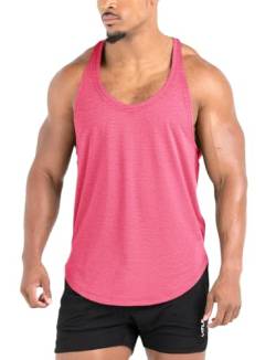 Lehmanlin Herren Fitness Stringer Muskel Tank Top, Gym Workout Achselshirts Y-Back,Bodybuilding Muskelshirts Männer Schnell Trocknend(Rosa, S) von Lehmanlin