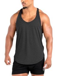 Lehmanlin Herren Fitness Stringer Muskel Tank Top, Gym Workout Achselshirts Y-Back,Bodybuilding Muskelshirts Männer Schnell Trocknend(Schwarz, 2XL) von Lehmanlin