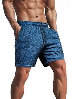 Lehmanlin Herren Kurze Sporthose Herren,Kurze Jogginghose Laufhose Laufshorts Männer Trainingshose Bermuda Shorts Hose Fitnesshose Tennishose 12,7 cm Innennaht(blau-L) von Lehmanlin