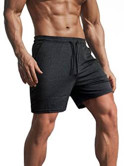 Lehmanlin Herren Kurze Sporthose Herren,Kurze Jogginghose Laufhose Laufshorts Männer Trainingshose Bermuda Shorts Hose Fitnesshose Tennishose 12,7 cm Innennaht(schwarz-L) von Lehmanlin