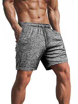 Lehmanlin Herren Kurze Sporthose Herren,Kurze Jogginghose Laufhose Laufshorts Männer Trainingshose Bermuda Shorts Hose Fitnesshose Tennishose 12,7 cm Innennaht (grau-2XL) von Lehmanlin