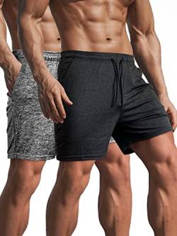 Lehmanlin Herren Kurze Sporthose Herren,Kurze Jogginghose Laufhose Laufshorts Männer Trainingshose Bermuda Shorts Hose Fitnesshose Tennishose 12,7 cm Innennaht (schwarz/grau-XL) von Lehmanlin