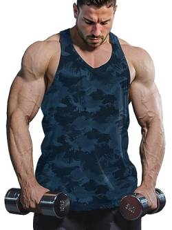 Lehmanlin Herren Sport Stringer Tank top,Bodybuilding Workout Tank Tops für das Fitnessstudio,Tägliches Training lässige T-Shirts Quick Dry(Blau, L) von Lehmanlin