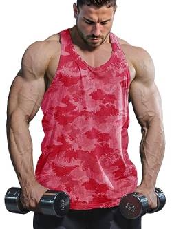 Lehmanlin Herren Sport Stringer Tank top,Bodybuilding Workout Tank Tops für das Fitnessstudio,Tägliches Training lässige T-Shirts Quick Dry(Rosa, L) von Lehmanlin