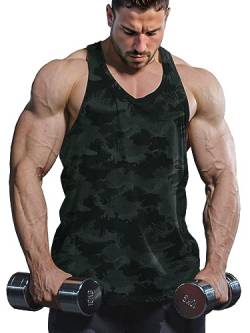 Lehmanlin Herren Sport Stringer Tank top,Bodybuilding Workout Tank Tops für das Fitnessstudio,Tägliches Training lässige T-Shirts Quick Dry(Schwarz, L) von Lehmanlin