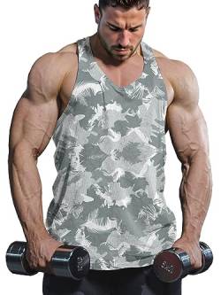 Lehmanlin Herren Sport Stringer Tank top,Bodybuilding Workout Tank Tops für das Fitnessstudio,Tägliches Training lässige T-Shirts Quick Dry(Weiß, S) von Lehmanlin