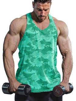 Lehmanlin Herren Sport Stringer Tank top,Bodybuilding Workout Tank Tops für das Fitnessstudio,Tägliches Training lässige T-Shirts Quick Dry(grün,L) von Lehmanlin