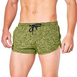 Lehmanlin Laufhose Herren Kurze Hosen,Sport Shorts Bodybuilding Short Shorts Schnell Trocknend 7 cm Schrittlänge(Gelb-M) von Lehmanlin