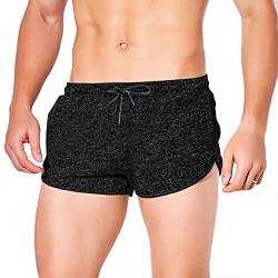 Lehmanlin Laufhose Herren Kurze Hosen,Sport Shorts Bodybuilding Short Shorts Schnell Trocknend 7 cm Schrittlänge(schwarz-M) von Lehmanlin