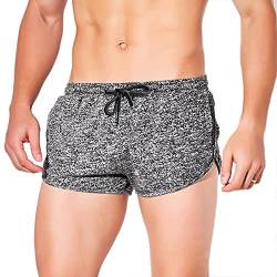 Lehmanlin Laufhose Herren Kurze Hosen,Sport Shorts Bodybuilding Short Shorts Schnell Trocknend 7 cm Schrittlänge (Grau-2XL) von Lehmanlin