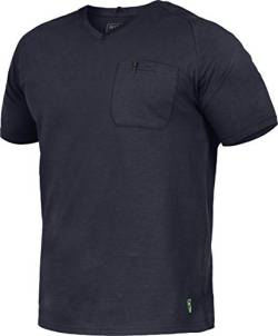 Flex-Line Herren Arbeits T-Shirt mit Brusttasche (2XL, Marine) von Leib Wächter