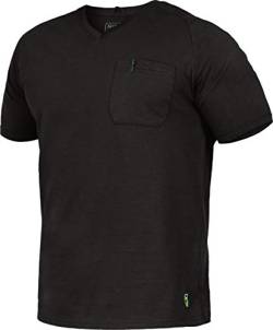 Flex-Line Herren Arbeits T-Shirt mit Brusttasche (2XL, Schwarz) von Leib Wächter