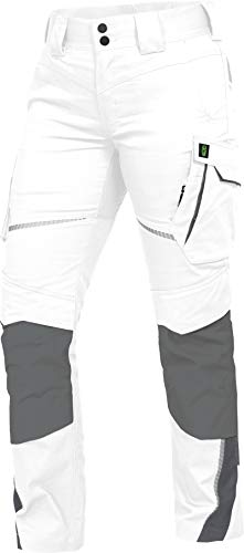 Leib Wächter Flex-Line Damen Arbeitshose Bundhose (weiß/grau, 34) von Leib Wächter