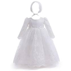 Leideur Baby Girl Taufkleid Lang Segenskleider Weiß Formale Brautkleider Besondere Anlässe Kleid für Neugeborene (Weiß 1, 12 Monate) von Leideur