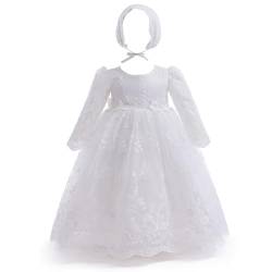 Leideur Baby Girl Taufkleid Lang Segenskleider Weiß Formale Brautkleider Besondere Anlässe Kleid für Neugeborene (Weiß 1, 18 Monate) von Leideur