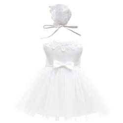 Leideur Baby Mädchen Weiß Taufkleid mit Haube Neugeborenen Taufe Kleid Spitzenkleid für Hochzeit Geburtstag (Weiß, 24M) von Leideur