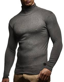 Herren Rollkragenpullover Pullover Rollkragen Hoodie T-Shirt Slim Fit; Größe XXL, Anthrazit von Leif Nelson