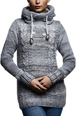 Leif Nelson Damen Pullover mit Kapuze Slim Fit Longseleeve Schwarzer Männer Strickpullover Sweatshirt Winterpullover Kapuzenpullover Hoodie Pulli Langarm LN20227D Grau 3X-Large von Leif Nelson