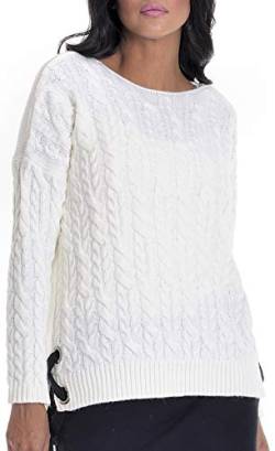 Leif Nelson Damen Strick-Pullover Frauen Basic Strick-Pulli mit Rundkragen Damen Woll-Pullover Langarm-Sweatshirt Das Beste in Kleidung Frauen LN10120 Größe XS, Ecru von Leif Nelson