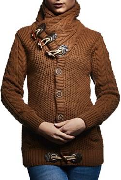 Leif Nelson Damen-Winter-Strickjacke mit Schalkragen - Slim Fit Cardigan Frauen Jacke mit Knöpfen M Camel von Leif Nelson