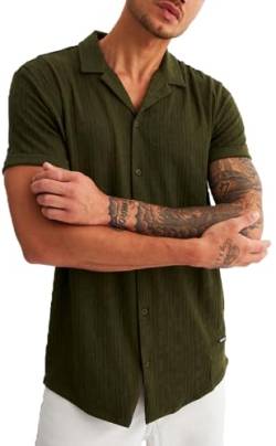 Leif Nelson Herren Hemd Kurzarm Sommer T-Shirt Strandhemd Männer Freizeithemd Kurzarmhemd Jungen Sommerhemd Basic Shirt Freizeit Sweater LN55675 Khaki Größe L von Leif Nelson