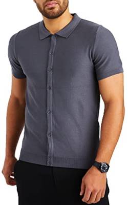 Leif Nelson Herren Hemd Kurzarm Sommer T-Shirt Strandhemd Männer Freizeithemd Kurzarmhemd Jungen Sommerhemd Basic Shirt Freizeit Sweater LN7675 Anthrazit Größe M von Leif Nelson