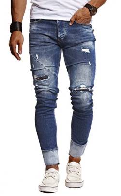 Leif Nelson Herren Jeans Hose Slim Fit Denim Blaue graue Lange Jeanshose für Männer Coole Jungen weiße Stretch Freizeithose Schwarze Cargo Chino Sommer Winter Basic LN9165 Blau W29/L32 von Leif Nelson