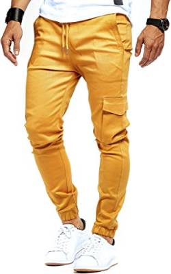 Leif Nelson Herren Jogger Chino Cargo Jeans Hose Freitzeithose LN8071; Größe XXL; Camel von Leif Nelson