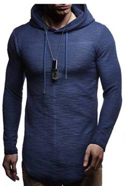 Leif Nelson Herren Kapuzenpullover Slim Fit Baumwolle-Anteil Basic weißer Männer Hoodie Kapuzenshirt Pulli Langarm Jungen schwarzer Pullover-Shirt mit Kapuze LN6300 Dunkel Blau Large von Leif Nelson