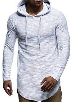 Leif Nelson Herren Kapuzenpullover Slim Fit Baumwolle-Anteil Basic weißer Männer Hoodie Kapuzenshirt Pulli Langarm Jungen schwarzer Pullover-Shirt mit Kapuze LN6300 Grau Medium von Leif Nelson