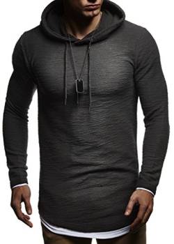 Leif Nelson Herren Kapuzenpullover Slim Fit Baumwolle-Anteil Moderner weißer Herren Hoodie-Sweatshirt-Pulli Langarm Herren schwarzer Pullover-Shirt mit Kapuze LN8120 Anthrazit Small von Leif Nelson