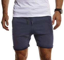 Leif Nelson Herren Kurze Hose Jogging Shorts Kurze Trainingshose Sporthose Slim Fit Männer Kurze Jogginghose Fitnesshose Fitness-Short für Training Sport Bodybuilding LN8316; XL; D. Blau von Leif Nelson