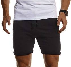 Leif Nelson Herren Kurze Hose Jogging Shorts Kurze Trainingshose Sporthose Slim Fit Männer Kurze Jogginghose Fitnesshose Fitness-Short für Training Sport Bodybuilding LN8316; XXL; Schwarz von Leif Nelson